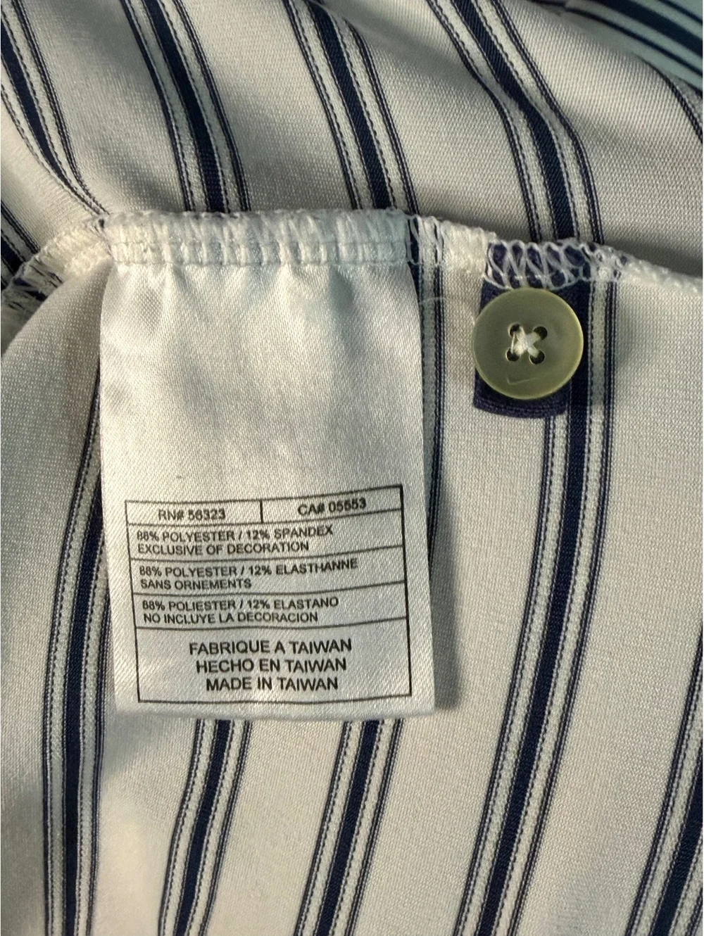 Nike Fit Dry Men's Polo Shirt Large White with Navy Stripes